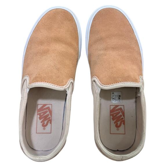 Vans Classic Slip-On Peach Suede Canvas Shoes Women’s Size 7.5 Casual Platform - Picture 3 of 9